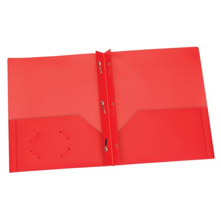Oxford Red Poly Two Pocket Portfolio with Prongs, 25PK 76025
